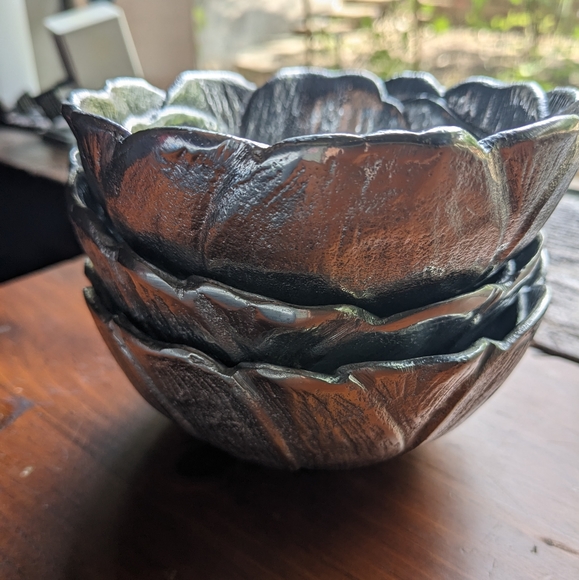 3 Martha Stewart Silver Floral Nut Bowls - Picture 10 of 12